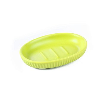 Мыльница Плиссе керамика лайм матовый