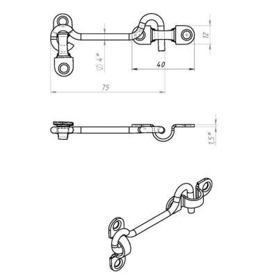 На картинке «Крючок ветровой КР-75 мм, цинк»