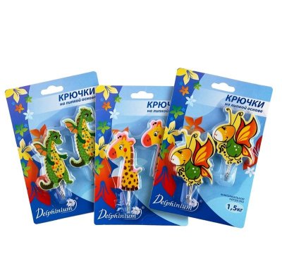 На картинке «Комплект крючков пластик "0190"(2 шт) в ассортименте*»