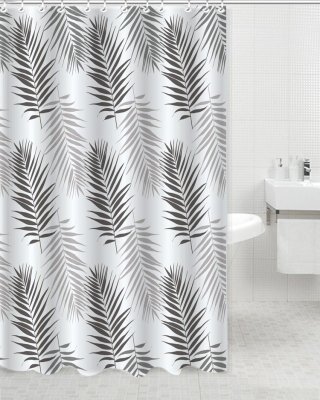 На картинке «Штора для ванной Delphinium "Папоротник" ПВХ 180х180см, 12 колец, мультиколор»