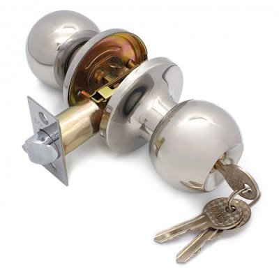 На картинке «Ручка-защелка /кноб/ межкомнатная SOLLER ЗШ-01  хром с ключом и фиксатором »