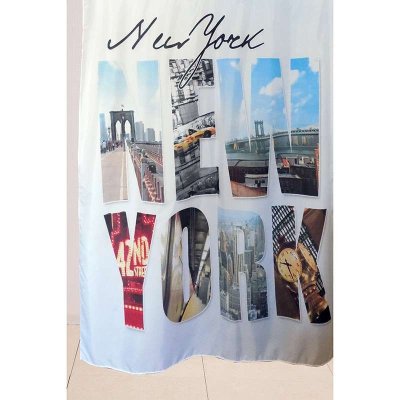 На картинке «Штора для ванной "Delphinium" WS-817 "Нью-Йорк" люверс/утяжелитель (180х180мм)»