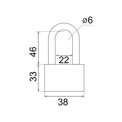 На картинке «Замок навесной Vrata BC-НG36-38L чугун, серый»