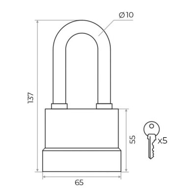 На картинке «Замок навесной всепогодный ВС-1 00.60L(1-70L) мм красный (Blister) MARLOK»