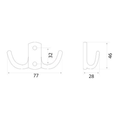 На картинке «Крючок " 2-х рожковый перфо" (04.48.02) (СP) хром»