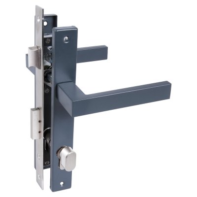 На картинке «Замок врезной с/руч СТАНДАРТ 8520.02.7016 серый антрацит, ключ-вертушка »