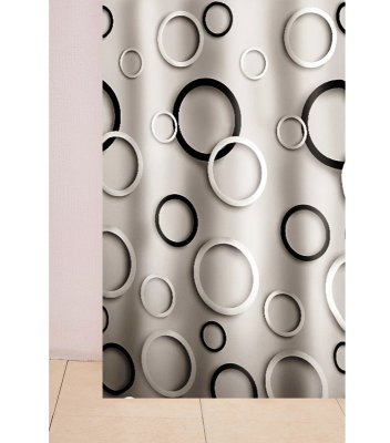 На картинке «Штора для ванной "Delphinium" WS-814  "Круги" полиэстер/ткань (180х180мм)»
