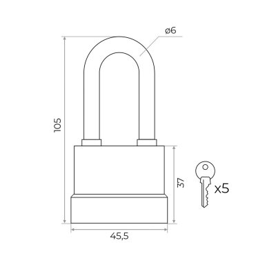 На картинке «Замок навесной всепогодный ВС-1 00.40L(1-45L) мм  красный (Blister) MARLOK»