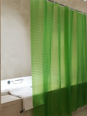 На картинке «Штора для ванной Zenfort "Лаурель 3D" ПВХ 180х180см, 12 колец, зеленый»