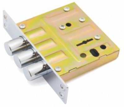 На картинке «Замок врезной "Верхний 3014C-3P" 3 круглых ригеля d-18мм, сувальдный (YS-776-30мм) (4 крепотверстия)»