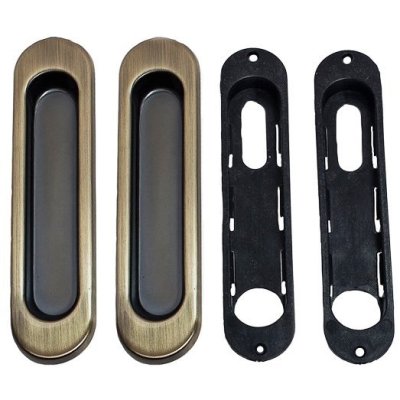 На картинке «Ручки для раздвижных дверей "Trodos" овал h-152 мм бронза (AB)(пара)»