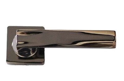 На картинке «Ручка дверная "Trodos" AL-02-A845 BN/CP "квадрат" черный никель/хром»