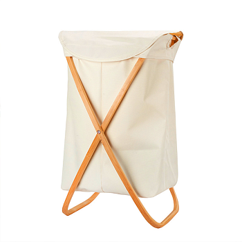 Корзина для белья с крышкой, тканевая, складная, 40x40x70 см, белая LB-007