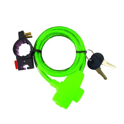 На картинке «Замок тросовый Trodos 83204 велосипедный 8х1000, 2 ключа, зеленый»