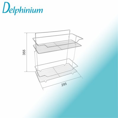 На картинке «Полка настенная Delphinium 2-ярусная прямоугольная "АЕ-430", хром»
