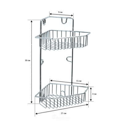 На картинке «Полка угловая хром 2-ая Х-001»