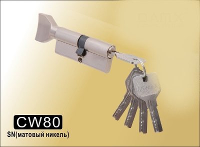На картинке «Механизм  цилиндровый перфорированный ключ-вертушка СW80 мм DAMX SN (Матовый никель)»