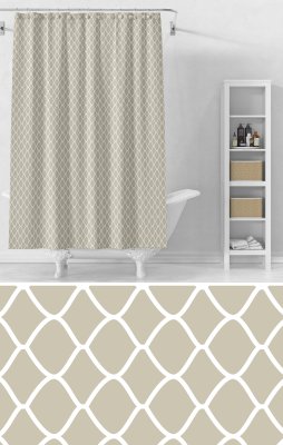 На картинке «Штора для ванной Delphinium "Соната" ПВХ 180х200см, 12 колец, бежевый»