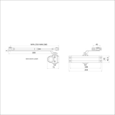На картинке «Доводчик дверной БУЛАТ ULTIMATE ДД-120 A-C (60-140 кг) коричневый, морозостойкий»