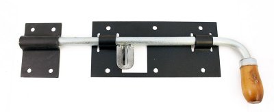 На картинке «Засов гаражный 400 мм мод.2 с проушиной, черный (Домарт)»