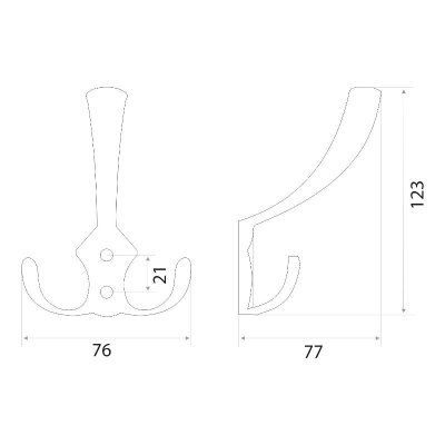 На картинке «Крючок мебельный Trodos "ZY-204А" 3-рожковый, сплав ЦАМ, черный матовый»