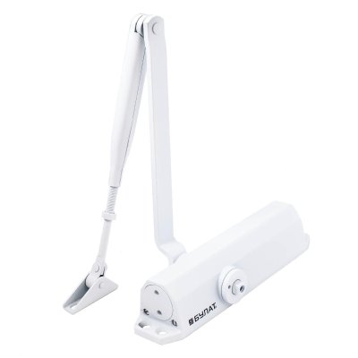 На картинке «Доводчик дверной БУЛАТ ДД 302/3 B-W (25-85 кг) белый»