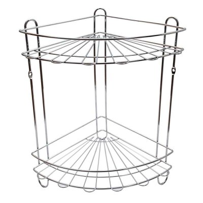 На картинке «Полка настенная Delphinium 2-ярусная угловая "АЕ-435A", хром»