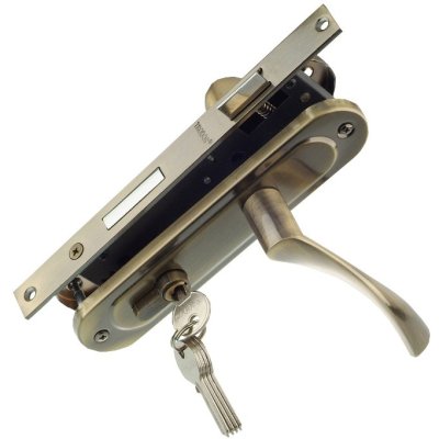 На картинке «Замок врезной TRODOS 70-L/76 AB (бронза)»