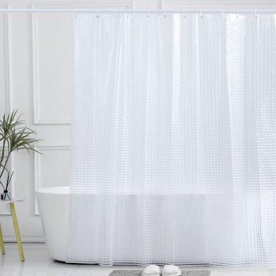 На картинке «Штора для ванной Zenfort "Лаурель 3D" ПВХ 180х180см, 12 колец, прозрачный»