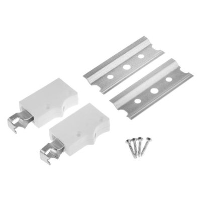 На картинке «Комплект мебелный с шиной 100 мм для навески шкафов  белый 50 кг»