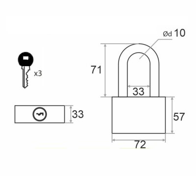 На картинке «Замок навесной "Trodos" BC-IG1-70L всепогодный, чугун, красный, блистер»