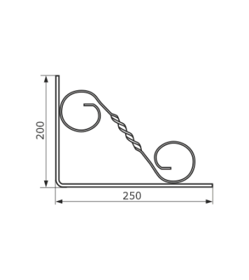 На картинке «Кронштейн фигурный "Домарт" 250х200 мод.3 витой белый »