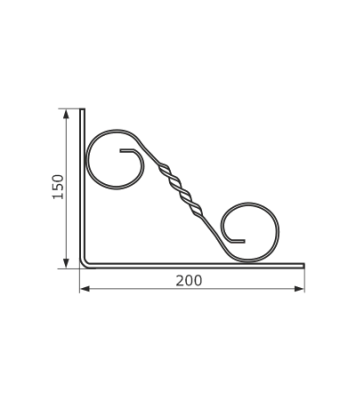 На картинке «Кронштейн фигурный "Домарт" 200х150 мод.3 витой белый »