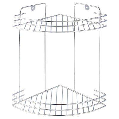 На картинке «Полка настенная Delphinium 2-ярусная угловая "W2672C-2", хром»