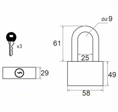 На картинке «Замок навесной Trodos BC-IG1-55L всепогодный, чугун, красный, блистер»