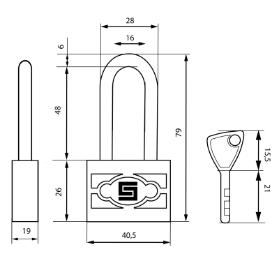 На картинке «Замок навесной БУЛАТ ВС 3-П40-01 ПЛ стальной 5кл. d=6мм »