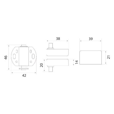 На картинке «Магнит для стеклянных дверей 1-ый (17.01.02) хром»