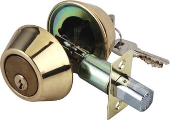 Замок врезной Deadbolt-102 SS блистер ключ-ключ, золото