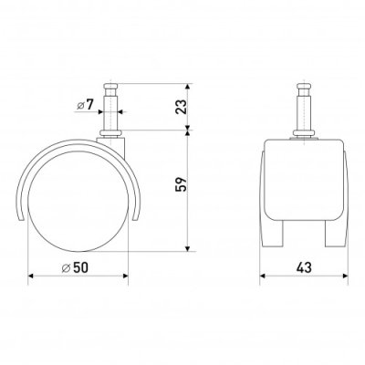 На картинке «Опора колесная со штырем SOLLER 50 мм»