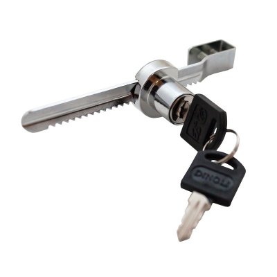 На картинке «Замок-стекло реечный хром, 2 пластик ключа»