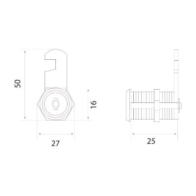 На картинке «Замок мебельный почтовый "ITALY" 25мм, 2 пластик ключа »