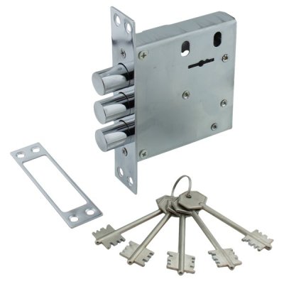 На картинке «Замок врезной ЗВ-8 ДКД сувальдный, 3014-3р без накладок»