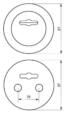 На картинке «Броненакладка врезная "Сувальдная" (D-67мм) (2 болта, 2 накладки-наруж/внутр) »
