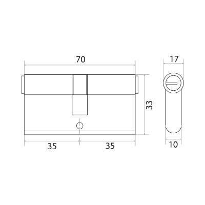 На картинке «Механизм цилиндровый "Trodos Латунь" ЦМП 70-5К 5 перфоключей, золото (PB)*»