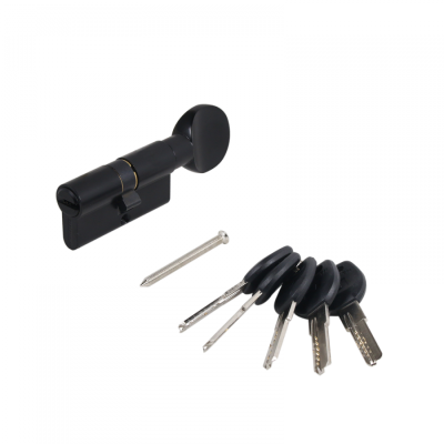 На картинке «Механизм цилиндровый "Аллюр Латунь" ЦМВП 60-5К перфоключей/вертушка,черный»