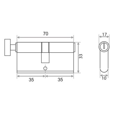 На картинке «Механизм цилиндровый "Trodos Латунь" ЦМВ 70-5К 5 ключей/вертушка золото (PB)*»