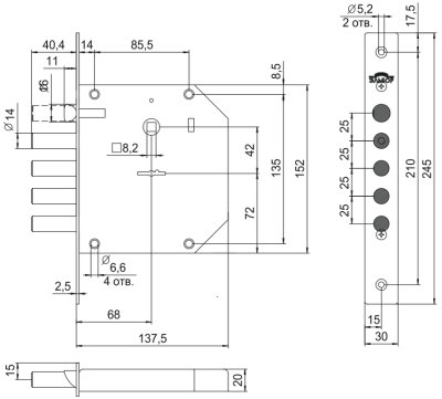 На картинке «Замок врезной "Эльбор Базальт" 1.05.11»