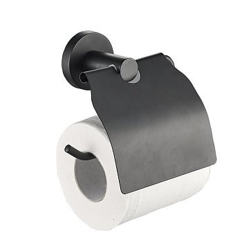 На картинке «Держатель для туалетной бумаги Zenfort "20586", закрытый, чёрный»