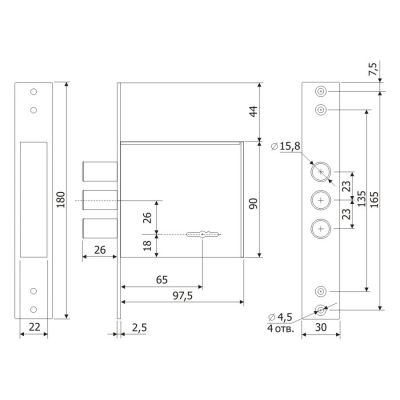 На картинке «Замок врезной "Гардиан" 30.01»