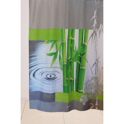 На картинке «Штора для ванной "Delphinium" WS-817 "Тропики" люверс/утяжелитель (180х180мм)»